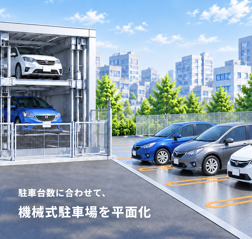 必要な台数に合わせて、駐車場を平面化
